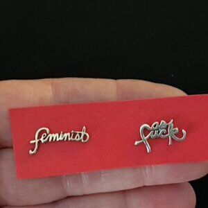 Feminist AF silver earrings